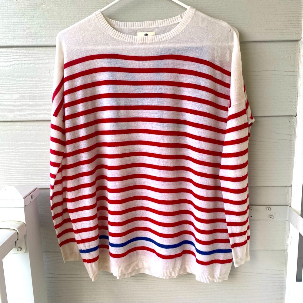 SUNDRY Red White & Blue Striped Cashmere Sweater Number 04